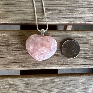 strawberry quartz heart pendant with sterling silver chain